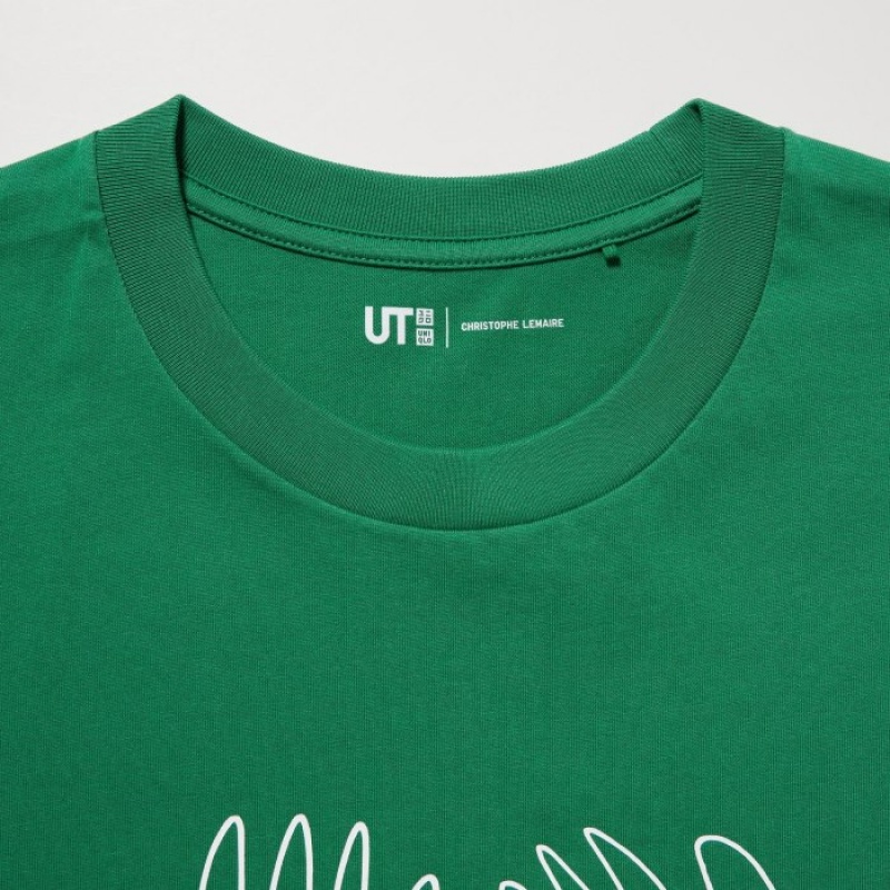 T Shirts Uniqlo Peace For All Short-sleeve Graphic Christophe Lemaire Femme Vert | 2761392