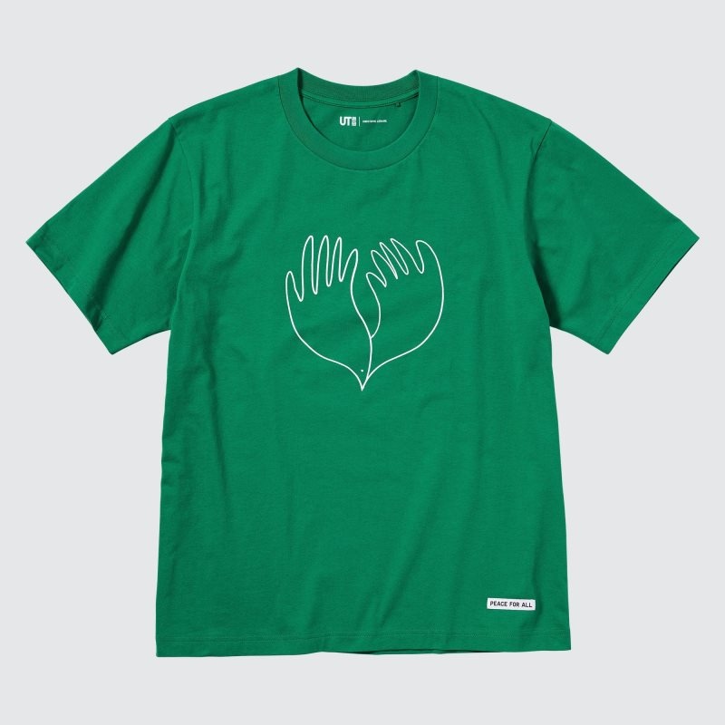 T Shirts Uniqlo Peace For All Short-sleeve Graphic Christophe Lemaire Homme Vert | 5546001