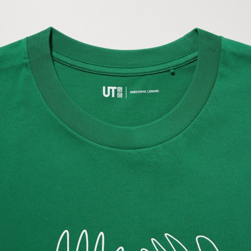 T Shirts Uniqlo Peace For All Short-sleeve Graphic Christophe Lemaire Homme Vert | 5546001