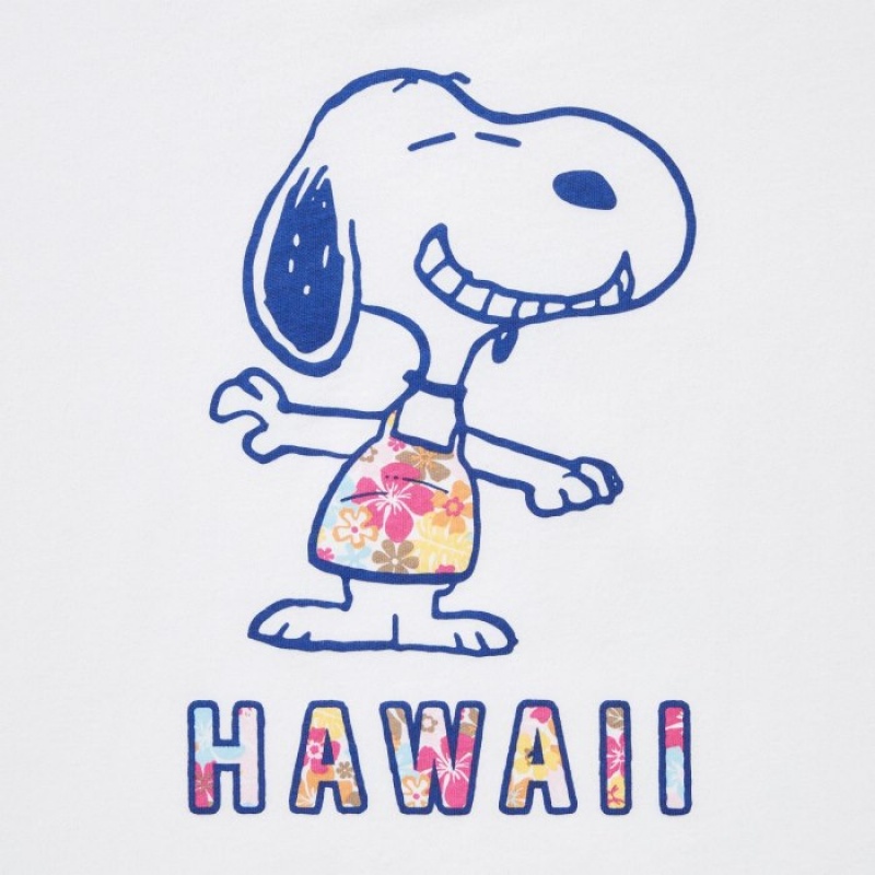 T Shirts Uniqlo Peanuts Hawaii UT Short-Sleeve Femme Blanche | 7936040