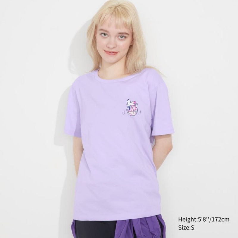 T Shirts Uniqlo Peanuts Hawaii UT Short-Sleeve Femme Violette | 1624509