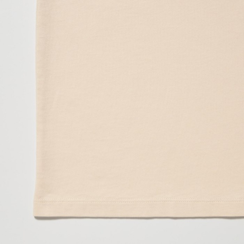 T Shirts Uniqlo Peanuts Hawaii UT Short-Sleeve Femme Beige | 4304432