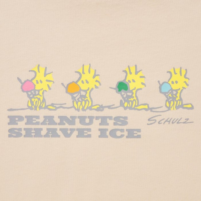 T Shirts Uniqlo Peanuts Hawaii UT Short-Sleeve Femme Beige | 4304432