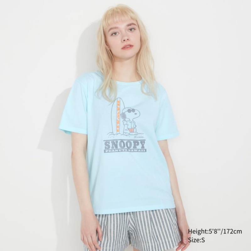 T Shirts Uniqlo Peanuts Hawaii UT Short-Sleeve Femme Vert | 1078345