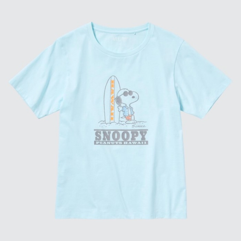 T Shirts Uniqlo Peanuts Hawaii UT Short-Sleeve Femme Vert | 1078345