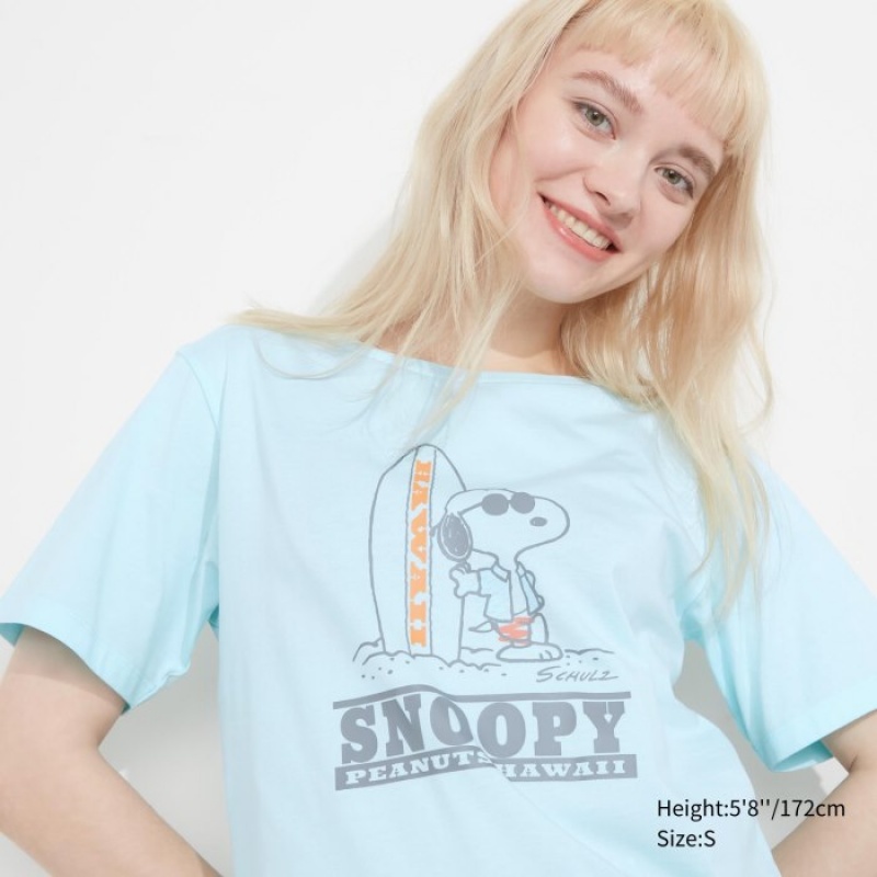 T Shirts Uniqlo Peanuts Hawaii UT Short-Sleeve Femme Vert | 1078345