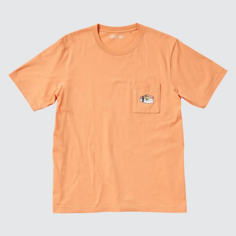 T Shirts Uniqlo Peanuts Hawaii UT Short Sleeve Femme Orange | 2237235
