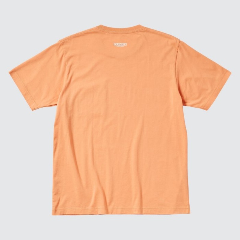 T Shirts Uniqlo Peanuts Hawaii UT Short Sleeve Femme Orange | 2237235