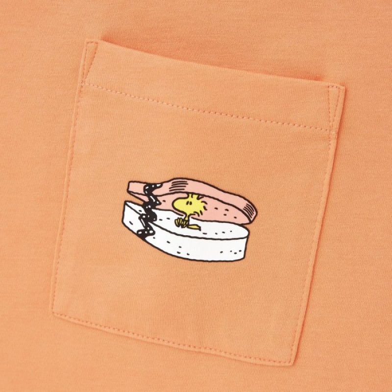 T Shirts Uniqlo Peanuts Hawaii UT Short Sleeve Femme Orange | 2237235