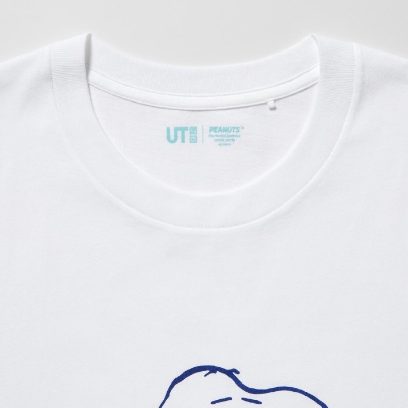 T Shirts Uniqlo Peanuts Hawaii UT Short Sleeve Femme Blanche | 2699426