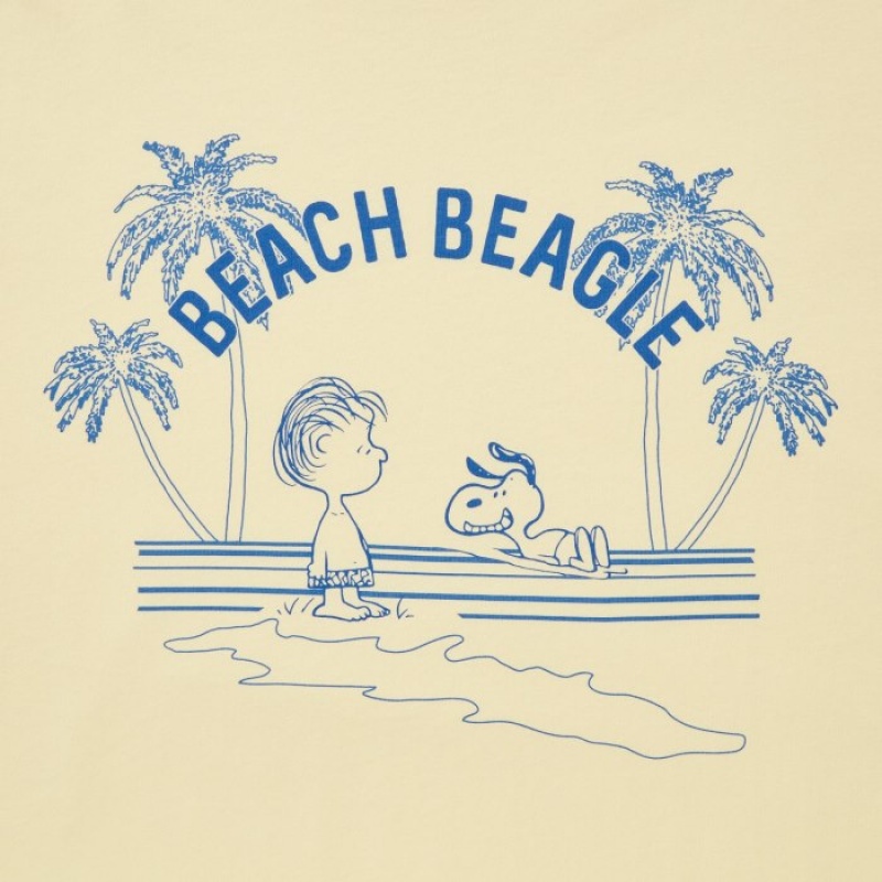 T Shirts Uniqlo Peanuts Hawaii UT Short Sleeve Femme Jaune | 2114148