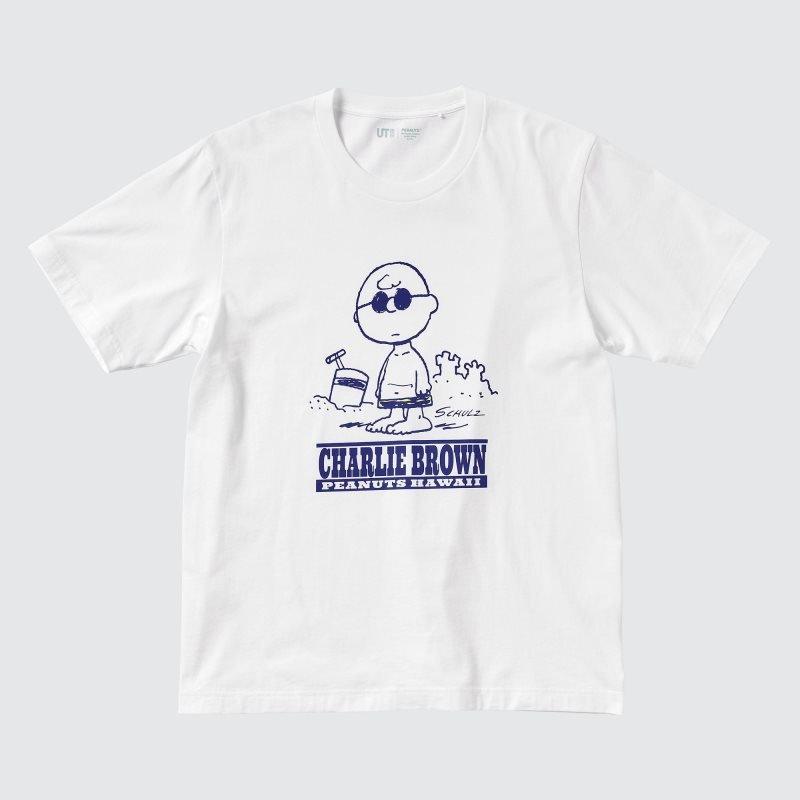 T Shirts Uniqlo Peanuts Hawaii Ut Short Sleeve Graphic Homme Blanche | 7753820
