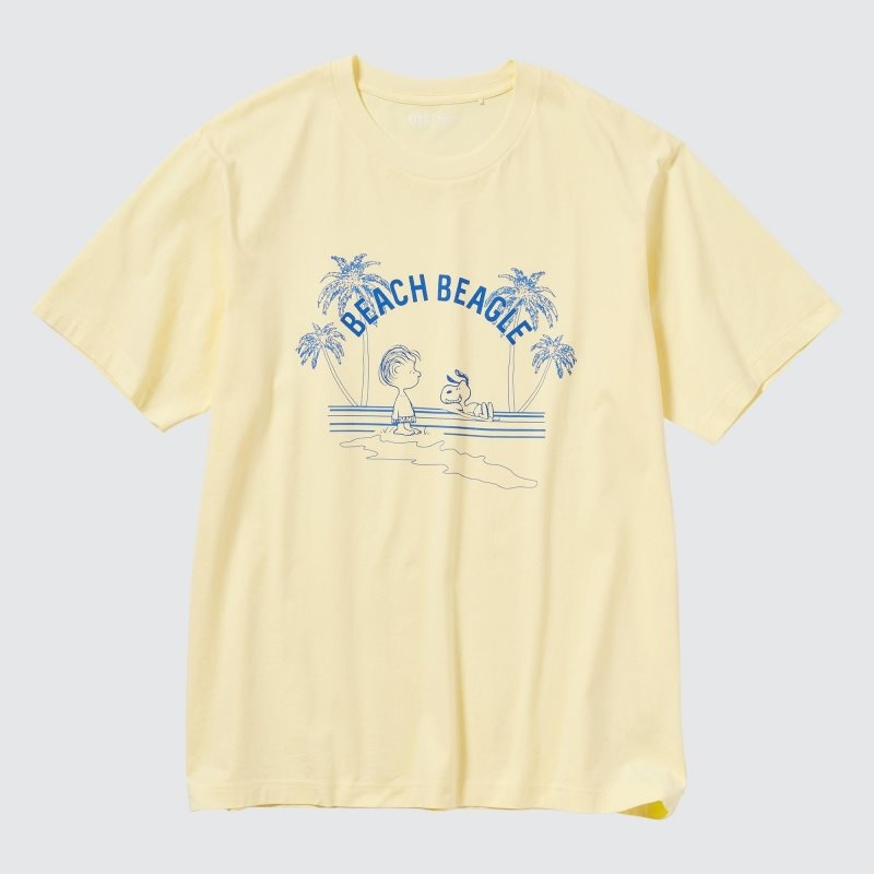 T Shirts Uniqlo Peanuts Hawaii Ut Short Sleeve Graphic Homme Jaune | 7041323
