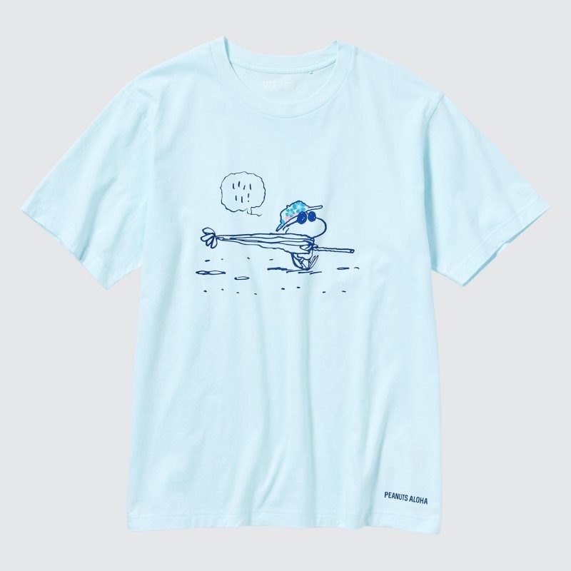 T Shirts Uniqlo Peanuts Hawaii Ut Short Sleeve Graphic Homme Vert | 163972