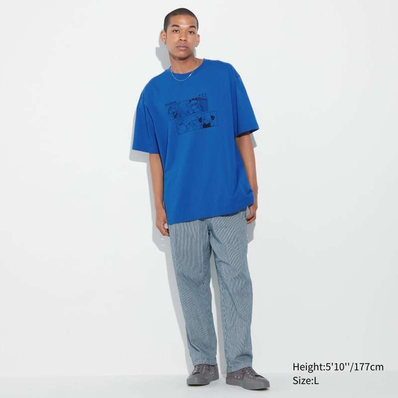 T Shirts Uniqlo Pokémon Masters Ex Ut Oversized Short-sleeve Graphic Homme Bleu | 6692065