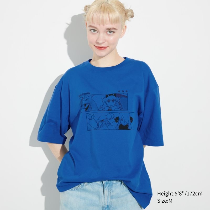 T Shirts Uniqlo Pokémon Masters Ex Ut Oversized Short-sleeve Graphic Homme Bleu | 6692065