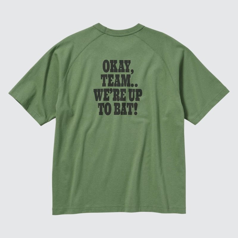 T Shirts Uniqlo Retro Peanuts Ut Oversized Short-sleeve Graphic Homme Vert | 4983222