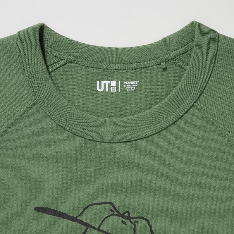 T Shirts Uniqlo Retro Peanuts Ut Oversized Short-sleeve Graphic Homme Vert | 4983222