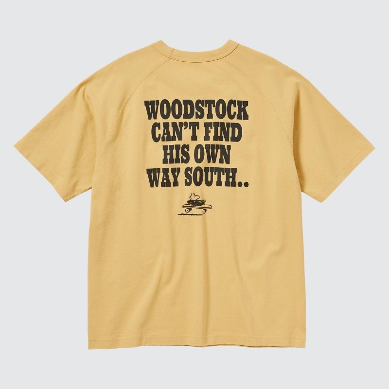 T Shirts Uniqlo Retro Peanuts Ut Oversized Short-sleeve Graphic Homme Jaune | 6425689