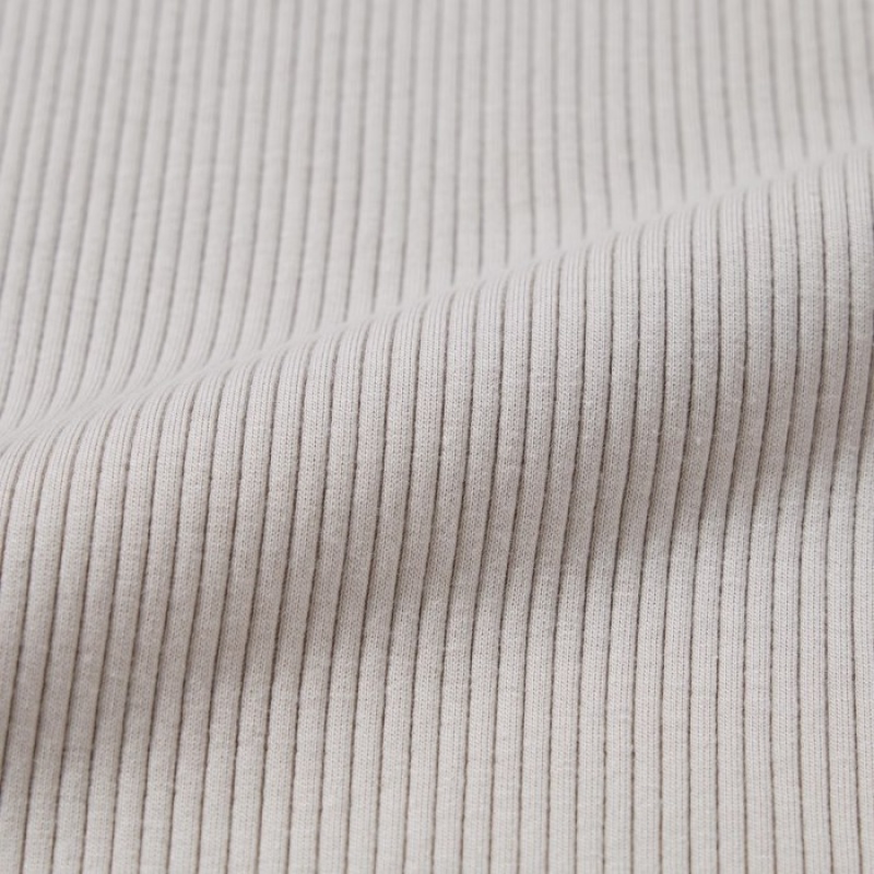 T Shirts Uniqlo Ribbed High Neck Long-Sleeve Femme Grise | 6261956