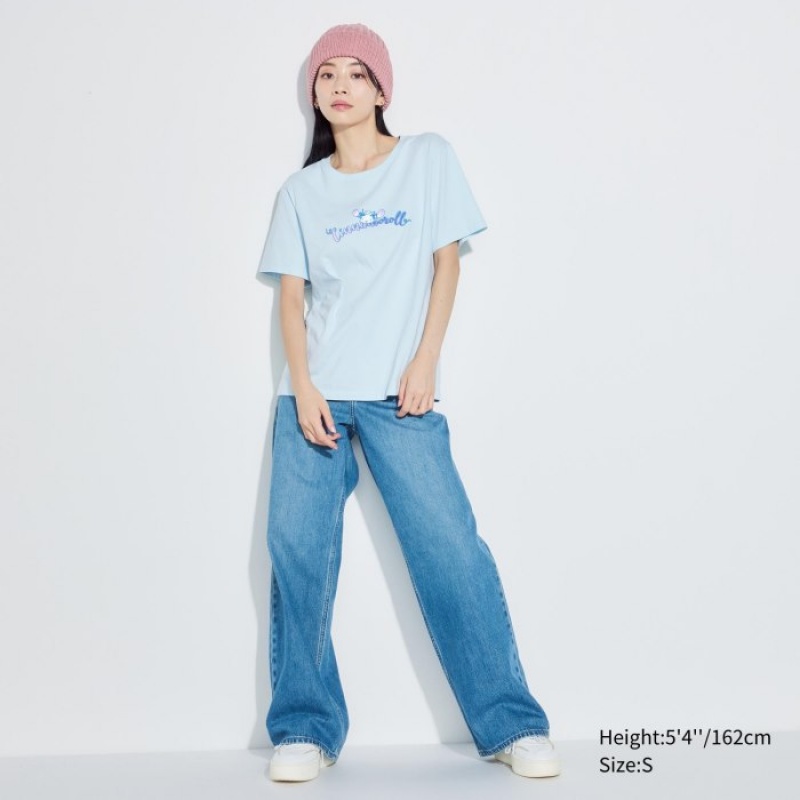T Shirts Uniqlo Sanrio characters UT Short-Sleeve Femme Bleu | 4783586