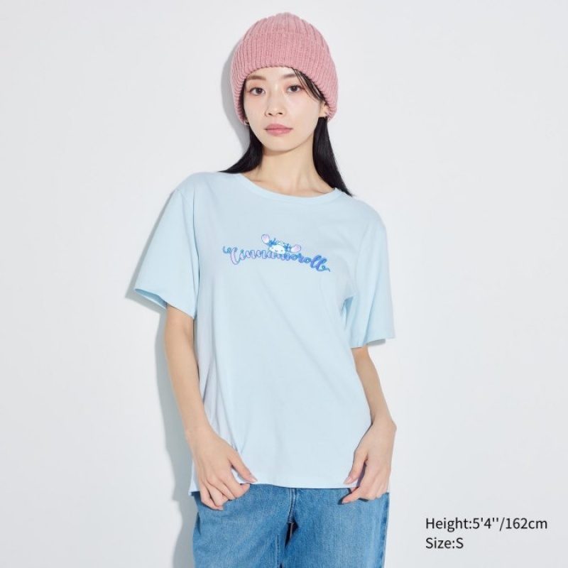 T Shirts Uniqlo Sanrio characters UT Short-Sleeve Femme Bleu | 4783586