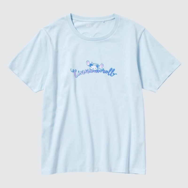 T Shirts Uniqlo Sanrio characters UT Short-Sleeve Femme Bleu | 4783586
