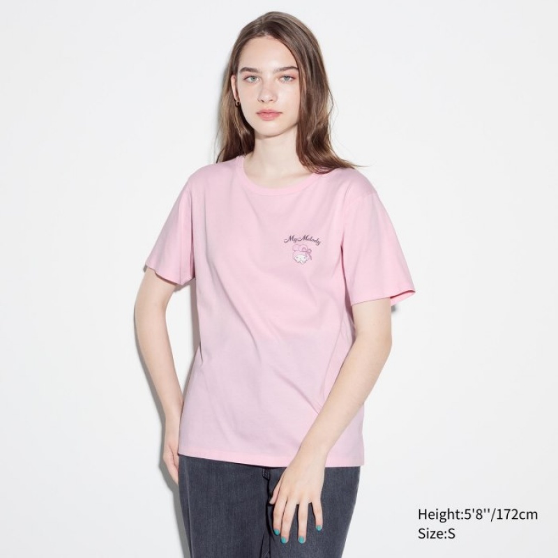 T Shirts Uniqlo Sanrio characters UT Short-Sleeve Femme Rose | 7430688
