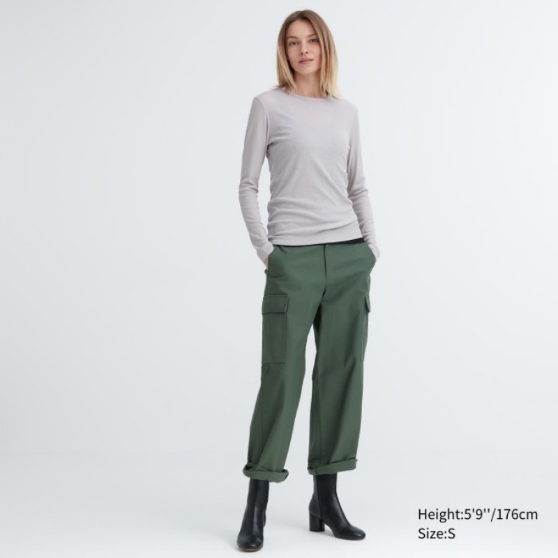 T Shirts Uniqlo Sheer Jersey Crew Neck Long-Sleeve Femme Grise | 1098457