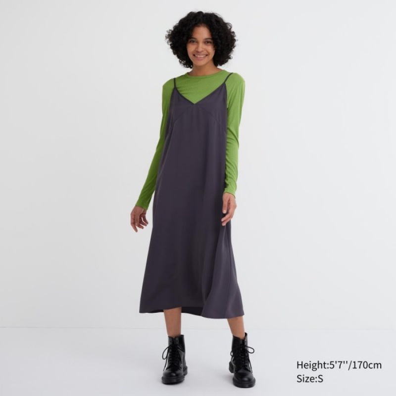 T Shirts Uniqlo Sheer Jersey Crew Neck Long-Sleeve Femme Vert | 5083267