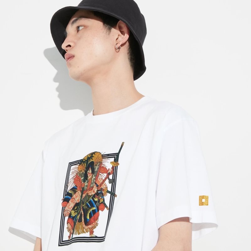 T Shirts Uniqlo Shochiku Kabuki Ut Short-sleeve Graphic Homme Blanche | 7704868
