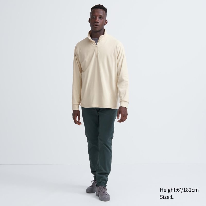 T Shirts Uniqlo Smooth Fleece Half-zip Homme Jaune | 1243369