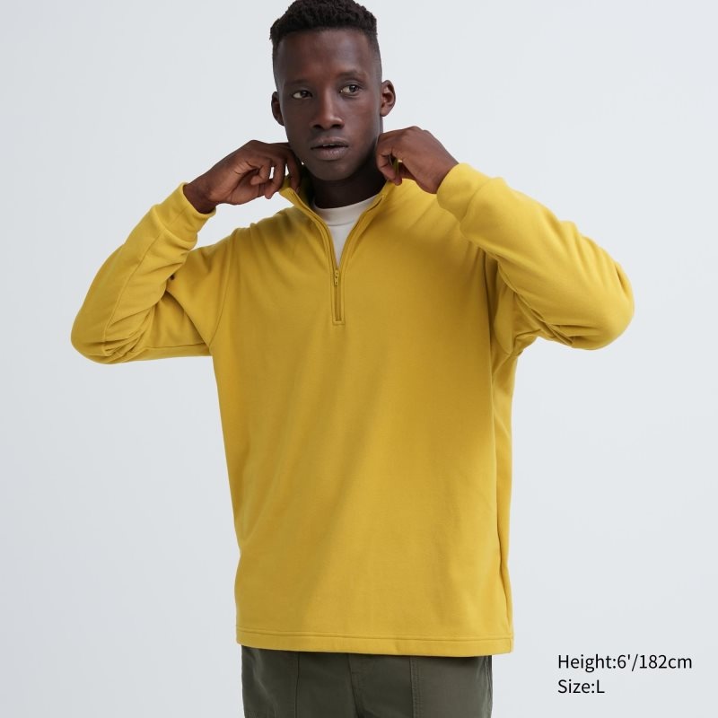 T Shirts Uniqlo Smooth Fleece Half-zip Homme Jaune | 1243369