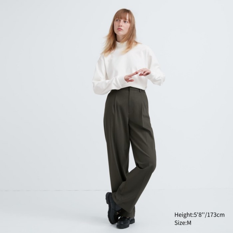 T Shirts Uniqlo Smooth Fleece Mock Neck Long-Sleeve Femme Blanche | 2336839