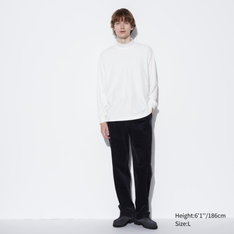 T Shirts Uniqlo Smooth Fleece Mock Neck Long-Sleeve Femme Blanche | 2336839