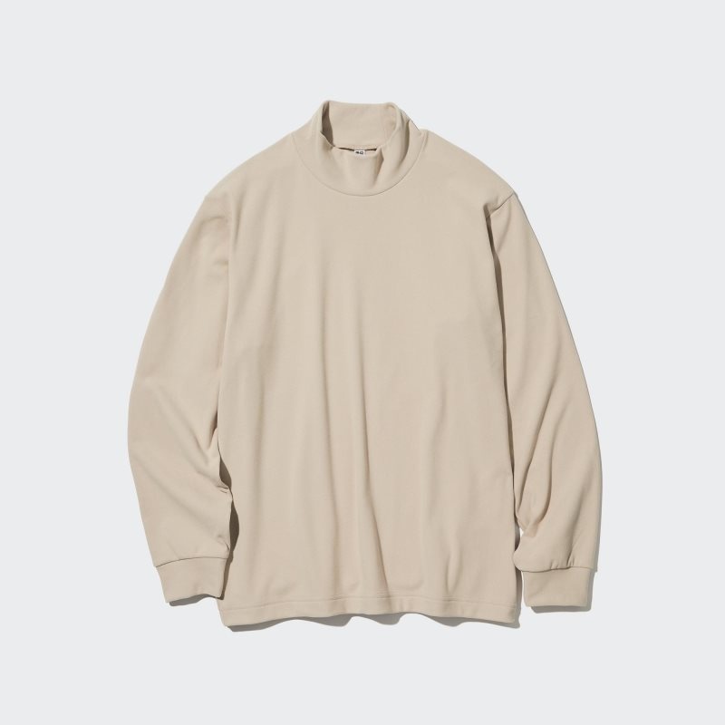 T Shirts Uniqlo Smooth Fleece Mock Neck Homme Beige | 8035074