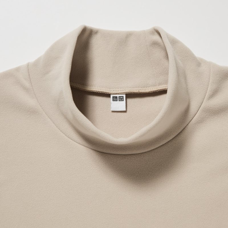 T Shirts Uniqlo Smooth Fleece Mock Neck Homme Beige | 8035074