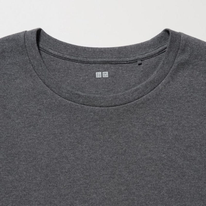 T Shirts Uniqlo Smooth Stretch Cotton Crew Neck Long-Sleeve Femme Rouge | 1247958