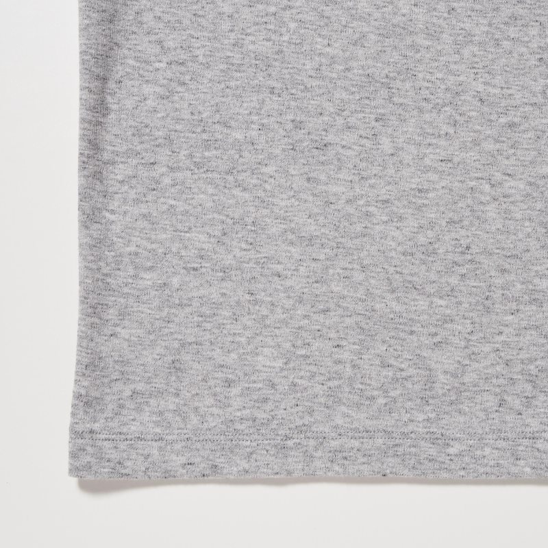 T Shirts Uniqlo Soft Brushed Crew Neck Long-sleeve Homme Grise | 4574543