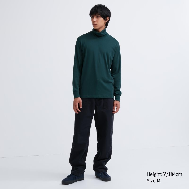 T Shirts Uniqlo Soft Brushed Turtleneck Long-sleeve Homme Vert | 1554004