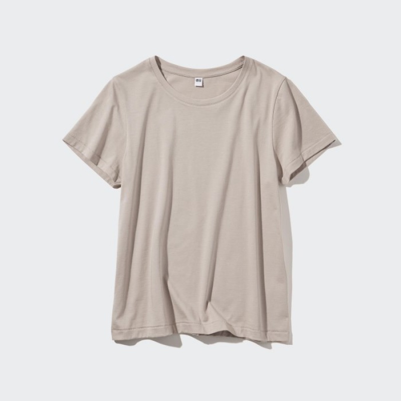 T Shirts Uniqlo Supima Cotton Crew Neck Short Sleeve Femme Rose | 3869913