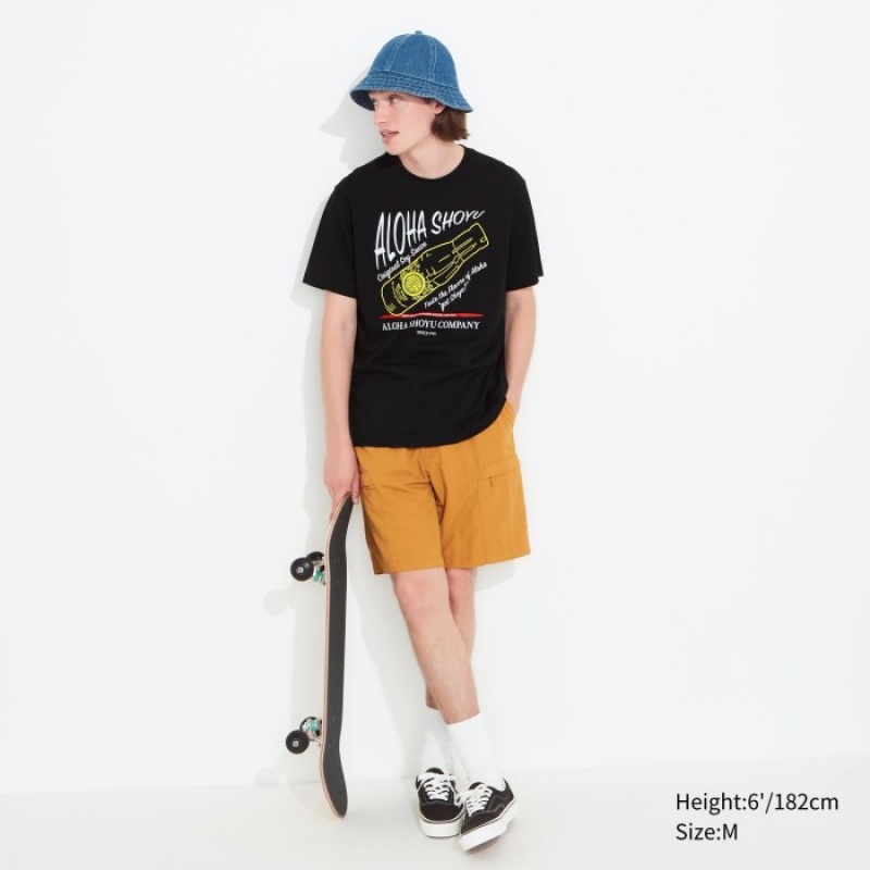 T Shirts Uniqlo The Brands Hawaii UT Short-Sleeve Aloha Shoyu Femme Noir | 5942405