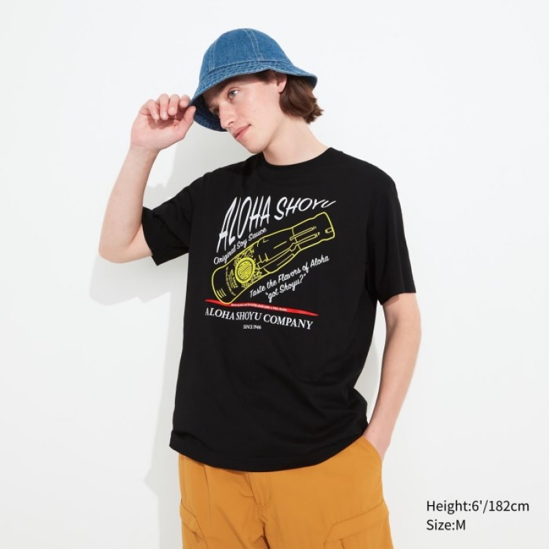 T Shirts Uniqlo The Brands Hawaii UT Short-Sleeve Aloha Shoyu Femme Noir | 5942405
