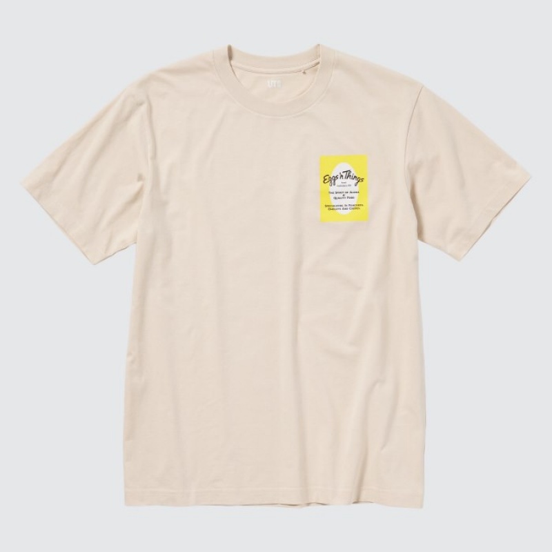 T Shirts Uniqlo The Brands Hawaii UT Short-Sleeve Eggs 'n Things Femme Beige | 5215930