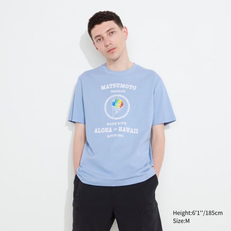 T Shirts Uniqlo The Brands Hawaii UT Short-Sleeve Matsumoto Shave Ice Femme Bleu | 2732374