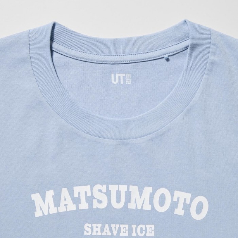 T Shirts Uniqlo The Brands Hawaii UT Short-Sleeve Matsumoto Shave Ice Femme Bleu | 2732374