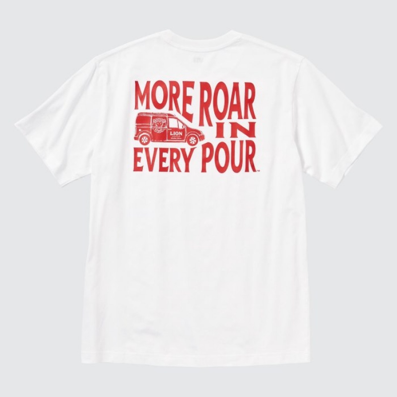 T Shirts Uniqlo The Brands Hawaii UT Short-Sleeve Lion Coffee Femme Blanche | 2237122