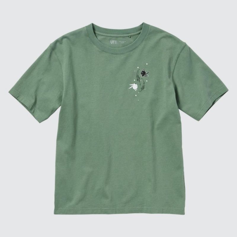 T Shirts Uniqlo The World of CLAMP UT Short Sleeve Femme Vert | 3879242
