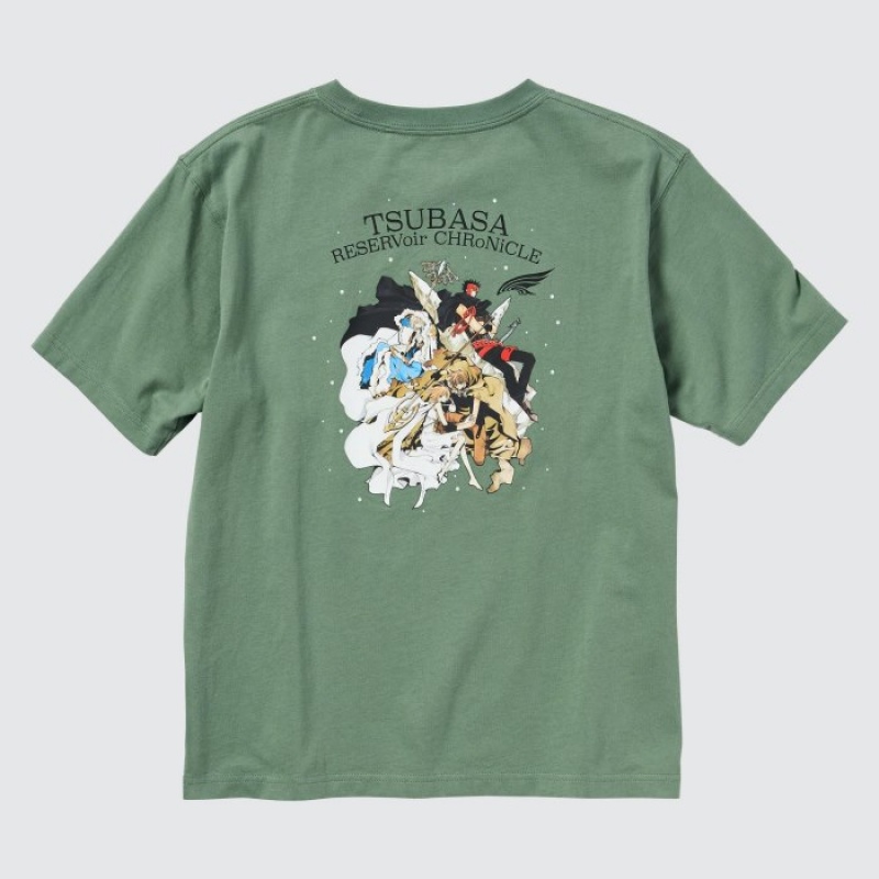 T Shirts Uniqlo The World of CLAMP UT Short Sleeve Femme Vert | 3879242