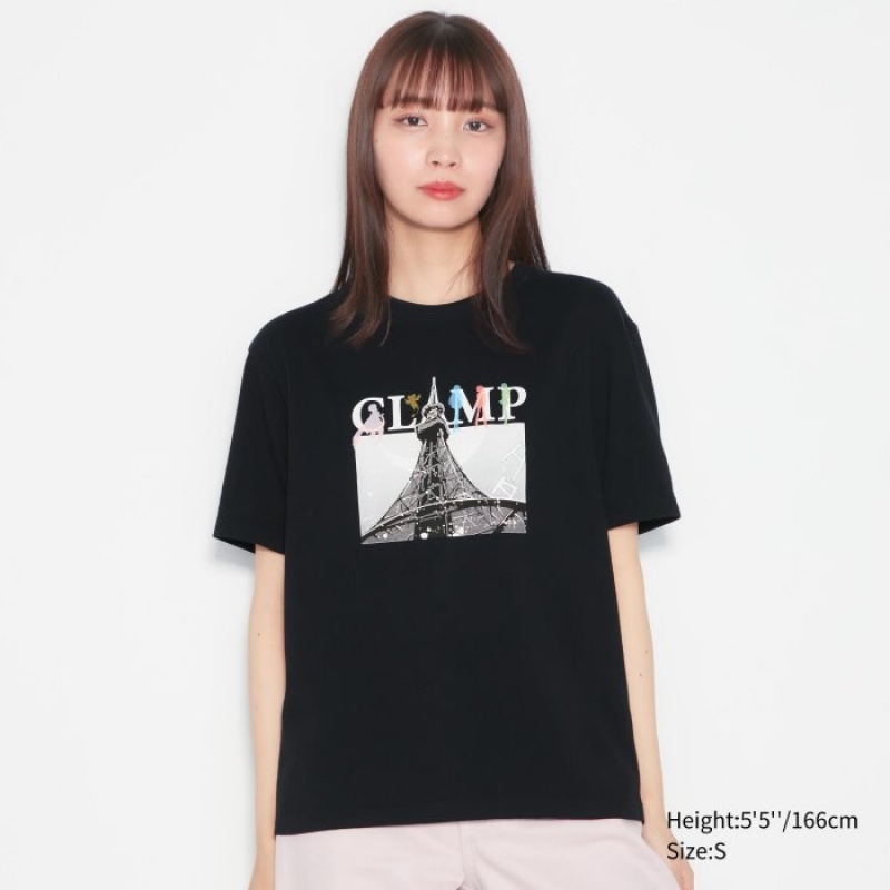 T Shirts Uniqlo The World of CLAMP UT Short Sleeve Femme Noir | 8023372